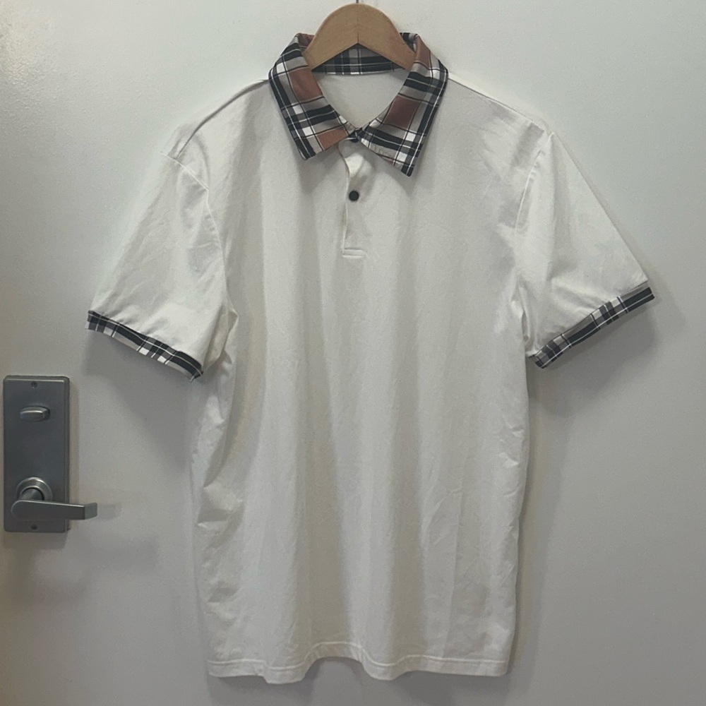Polo Shirt with Plaid Accents